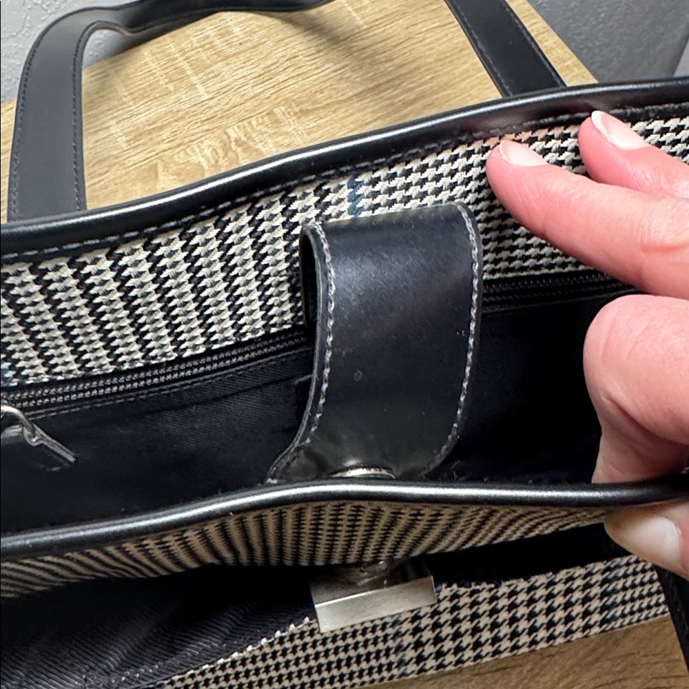 Ralph Lauren Black & White Houndstooth Shoulder Purse Tote Bag - Picture 11 of 11